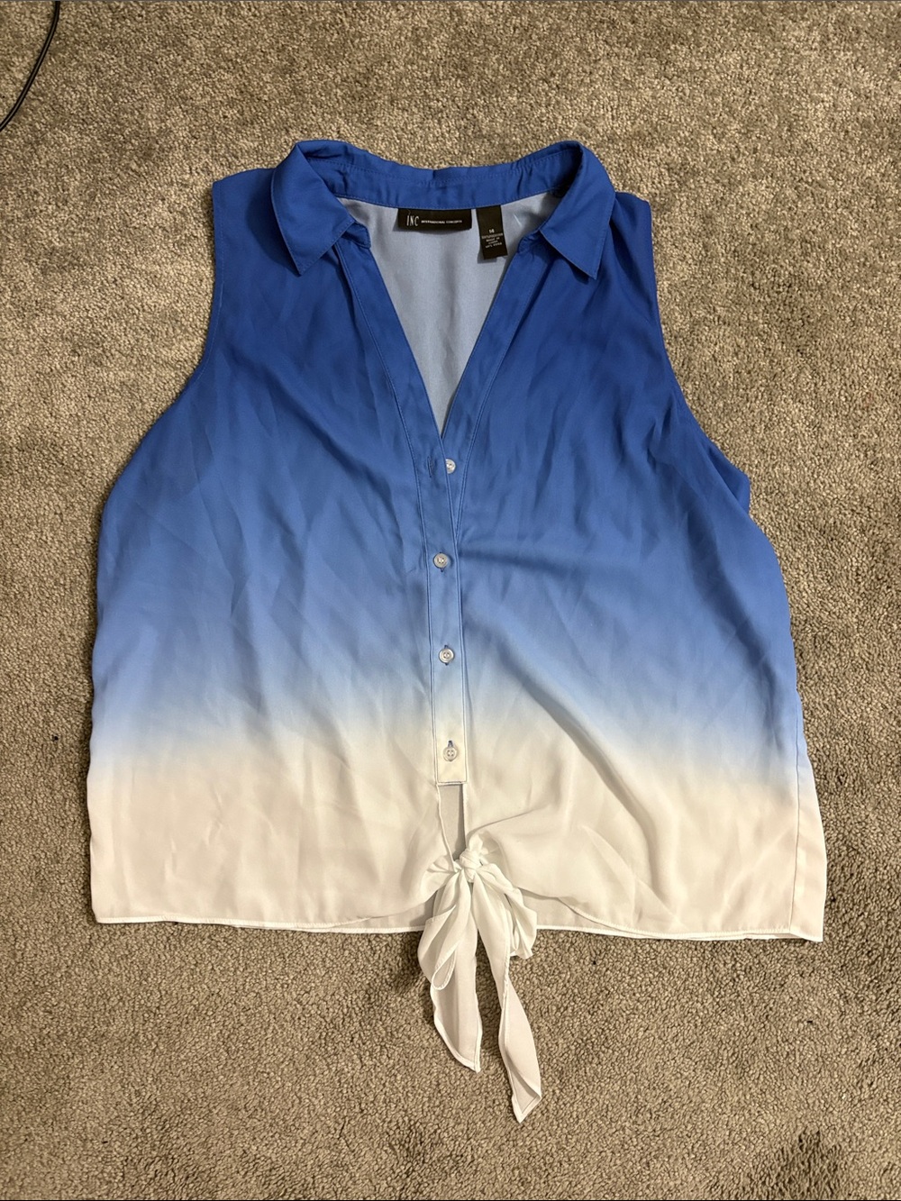 INC International Concepts Blue to White Ombre Tie-Front Camisole